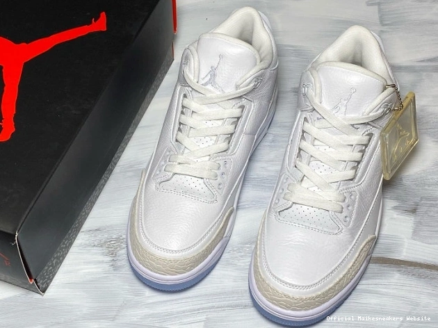 Official Maikesneakers Air 3 White 136064-111 Retro Jordan Triple 0818